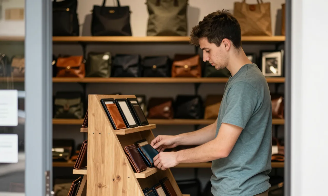 A shopkeeper placing a clear service sign right where customers arrive, so it's easy to reach out
