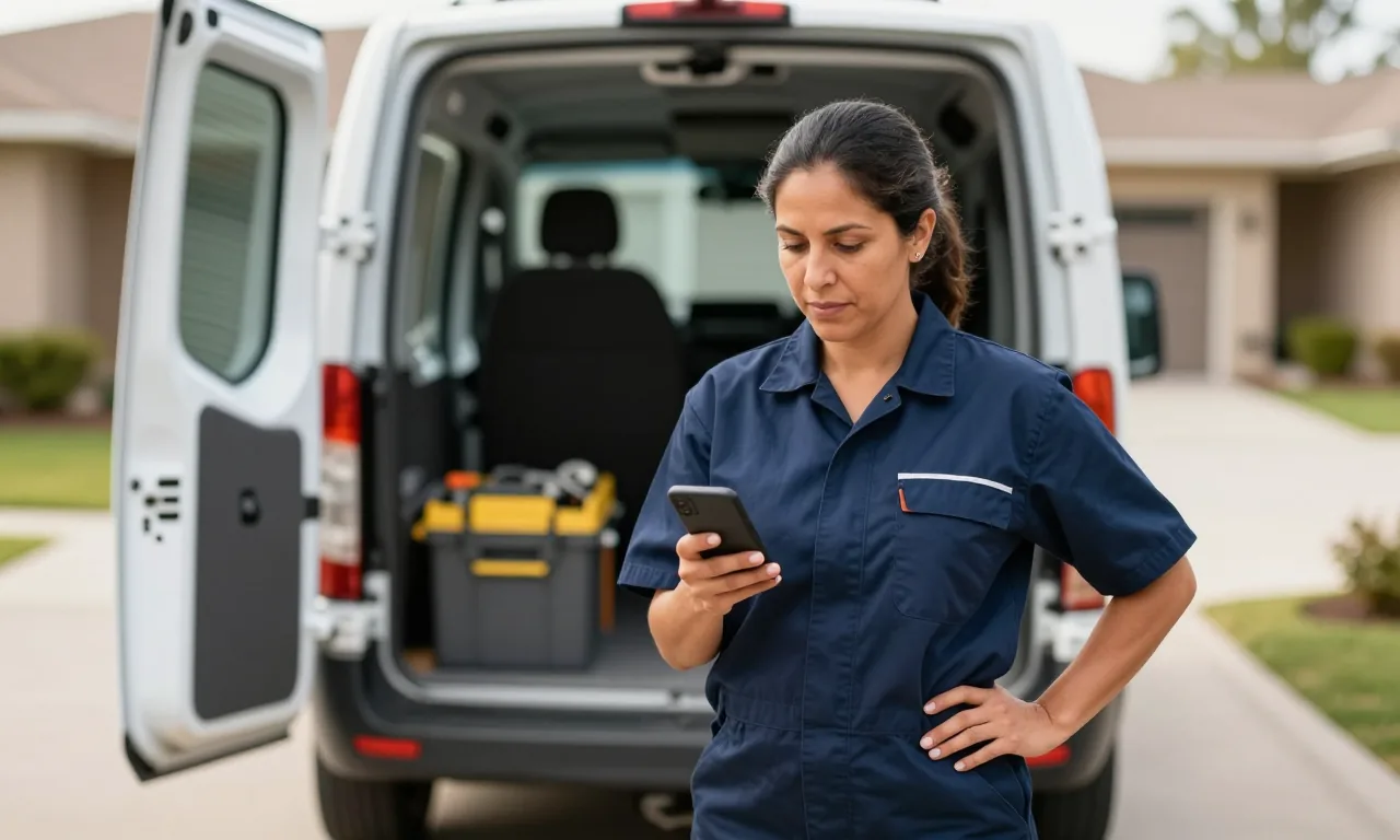 Small business owner at their work van