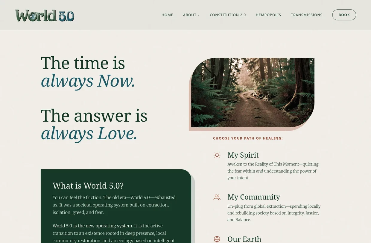 World 5.0 website after transformation